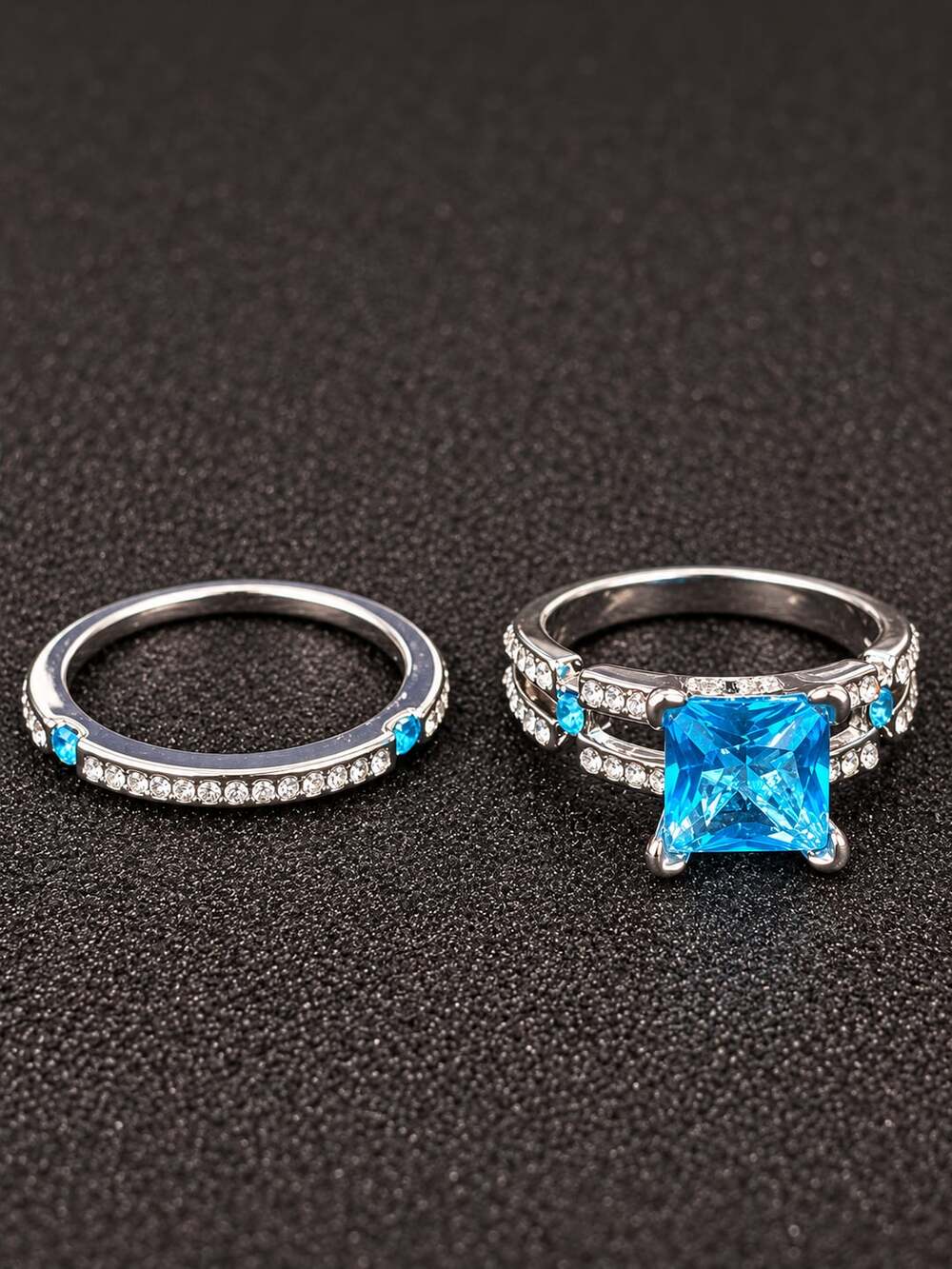 Blue Princess Cut Ring